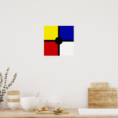 Stijlvolle Mondriaan Geïnspireerde Kunst & Basiskl Poster (Keuken)