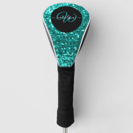 Stijlvolle monogram aqua blauwgroen glitter naam z golfheadcover
