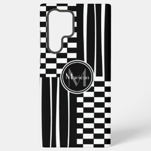 Stijlvolle monogram check en strepen samsung galaxy hoesje