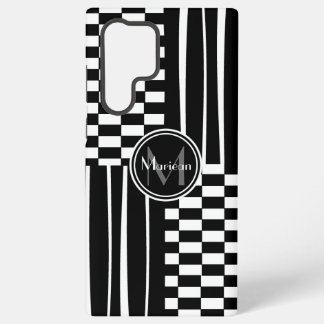 Stijlvolle monogram check en strepen samsung galaxy hoesje