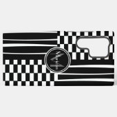 Stijlvolle monogram check en strepen samsung galaxy hoesje (Achterkant horizontaal)