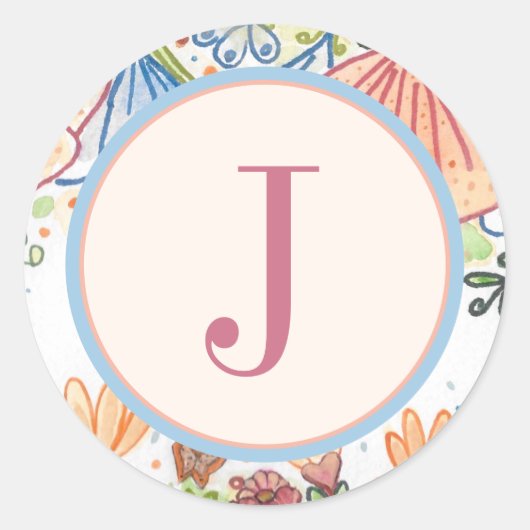 Stijlvolle monogram envelop afdichting ronde sticker (Voorkant)