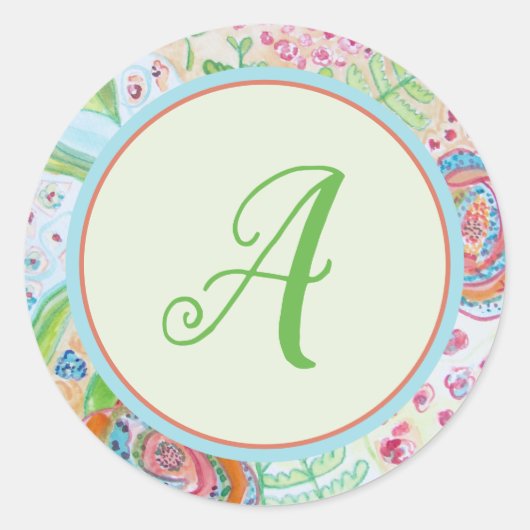 Stijlvolle monogram envelop afdichting ronde sticker (Voorkant)