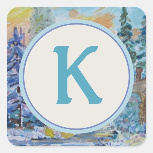 Stijlvolle monogram envelop afdichting vierkante sticker (Voorkant)