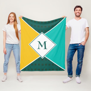 Stijlvolle MONOGRAM Geometrische zomerkleuren Fleece Deken