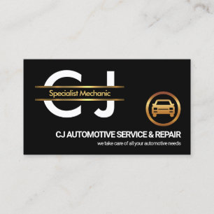Stijlvolle monogram Gold Border Auto Mechanic Visitekaartje