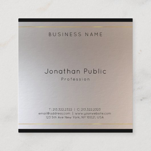 Stijlvolle monogram Gold Silver Initiaal Sjabloon Vierkante Visitekaartje (Achterkant)