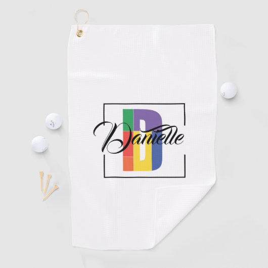 Stijlvolle monogram initiaal gekleurde letter D wi Golfhanddoek (Insitu)