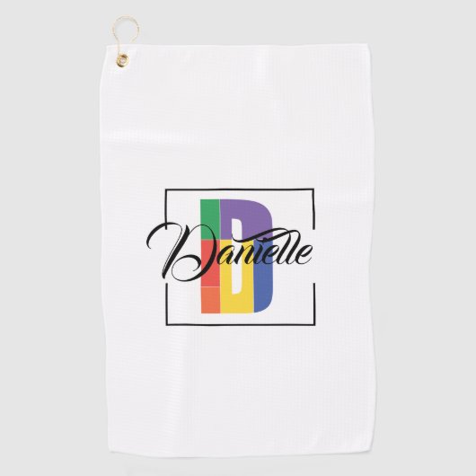 Stijlvolle monogram initiaal gekleurde letter D wi Golfhanddoek (Voorkant)