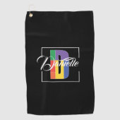 Stijlvolle monogram initiaal gekleurde letter D zw Golfhanddoek (Voorkant)
