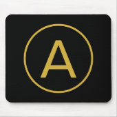 Stijlvolle Monogram Initiaal Letter Goud Kleur Zwa Muismat (Voorkant)