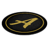 Stijlvolle Monogram Initiaal Letter Goud Kleur Zwa Snijplank (Hoek)