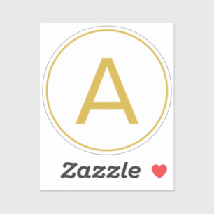 Stijlvolle Monogram Initiaal Letter Gouden Kleur W Sticker