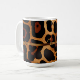 Stijlvolle monogram luipaard print koffiemok