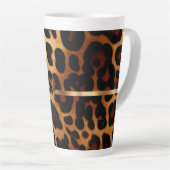 Stijlvolle monogram luipaard print latte mok (Rechterhoek)