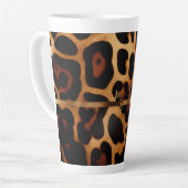 Stijlvolle monogram luipaard print latte mok (Linkerhoek)