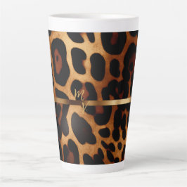 Stijlvolle monogram luipaard print latte mok