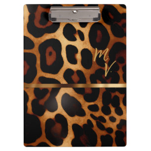 Stijlvolle monogram luipaardprintbusiness klembord