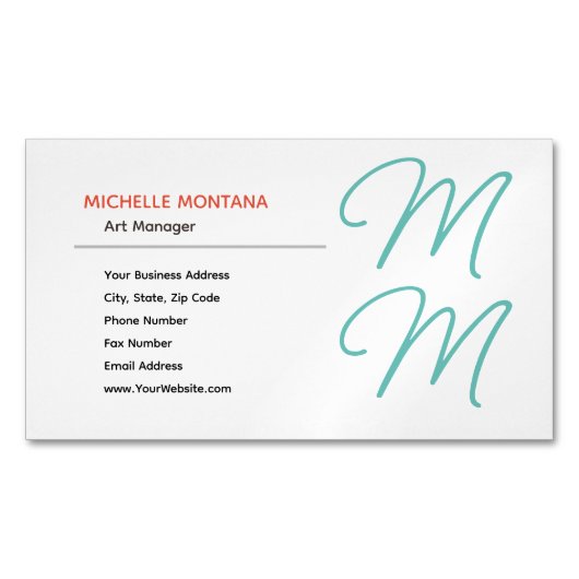 Stijlvolle Monogram Moderne Minimalistische Plain Magnetisch Visitekaartje (Voorkant)