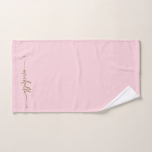 Stijlvolle monogram naam script roze goud handdoek
