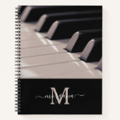 Stijlvolle Monogram Pianodocent Zwart-wit Notitieboek (Voorkant)