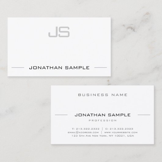 Stijlvolle Monogram Professionele Eenvoudige Moder Visitekaartje (Voorkant / Achterkant)