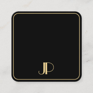Stijlvolle monogram Sjabloon Luxe zwart en goud Vierkante Visitekaartje