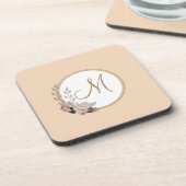 Stijlvolle Monogram Waterverf Botanisch Bier Onderzetter (Linkerzijde)