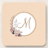 Stijlvolle Monogram Waterverf Botanisch Bier Onderzetter (Voorkant)