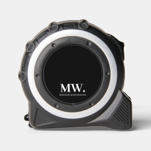 Stijlvolle monogram zwarte witte aangepaste initia rolmaat