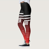 Stijlvolle monogramme gradiënt zwarte rode werkout leggings (Links)