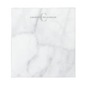 Stijlvolle monogrammen naam in witte grijze marmer notitieblok (Voorkant)