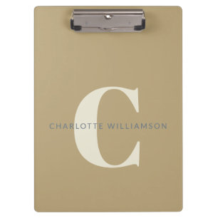 Stijlvolle monogrammen Naam Professional Gold Tan Klembord