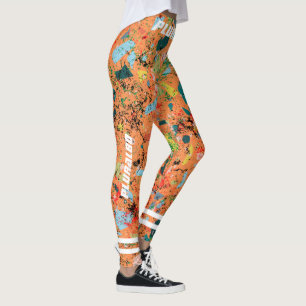 Stijlvolle monogrammen oranje patroon werkout leggings
