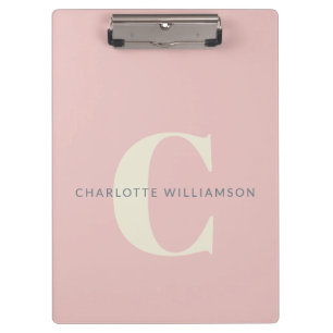 Stijlvolle Monogramnaam Professionele Blush Pink Klembord