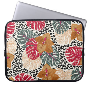 Stijlvolle mooie tropische bosafdruk op luipaard laptop sleeve