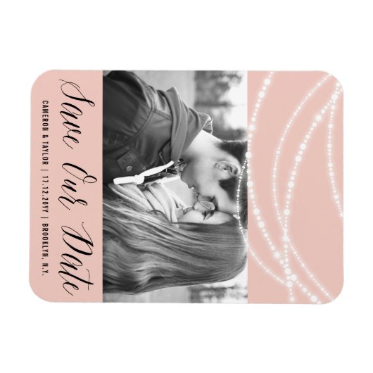 Stijlvolle mousserende lichten Foto opslaan Datum Magneet (Horizontaal)