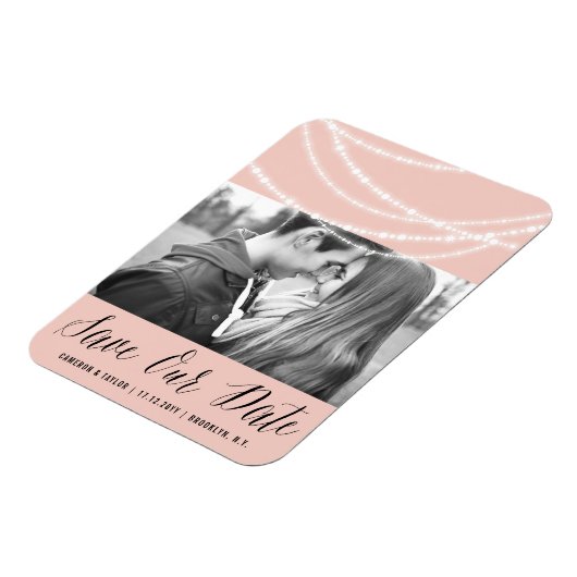 Stijlvolle mousserende lichten Foto opslaan Datum Magneet (Linkerzijde)