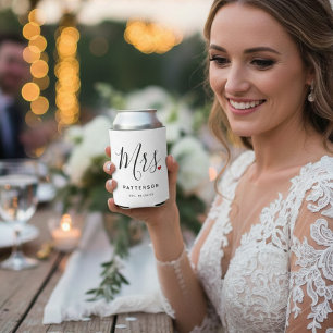 Stijlvolle Mrs Custom Last Name & Date Wedding Blikjeskoeler