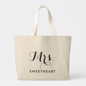 Stijlvolle Mrs. & Naam Text Jumbo Tote voor Bruide (Achterkant)