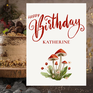 Stijlvolle Mushroom Botanical Happy Birthday Kaart