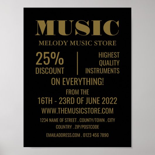 Stijlvolle muziekinstrumentenwinkel poster (Voorkant)