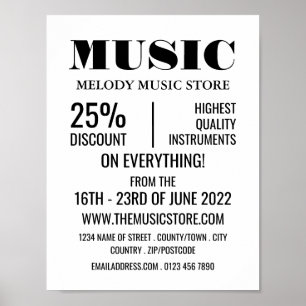 Stijlvolle muziekinstrumentenwinkel poster