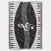 Stijlvolle Muzieknoten Treble Clef en Piano Keys Deken (Voorkant Verticaal)