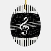 Stijlvolle Muzieknoten Treble Clef en Piano Keys Keramisch Ornament (Voorkant)
