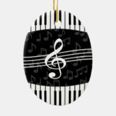 Stijlvolle Muzieknoten Treble Clef en Piano Keys Keramisch Ornament (Achterkant)