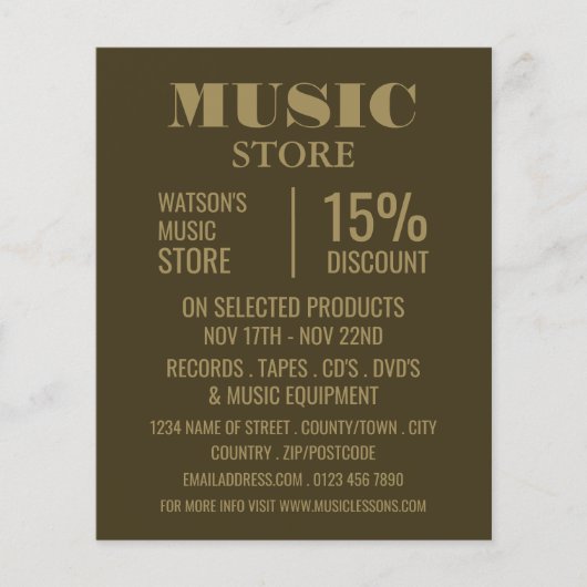 Stijlvolle muziekwinkel Adverteren Flyer (Voorkant)