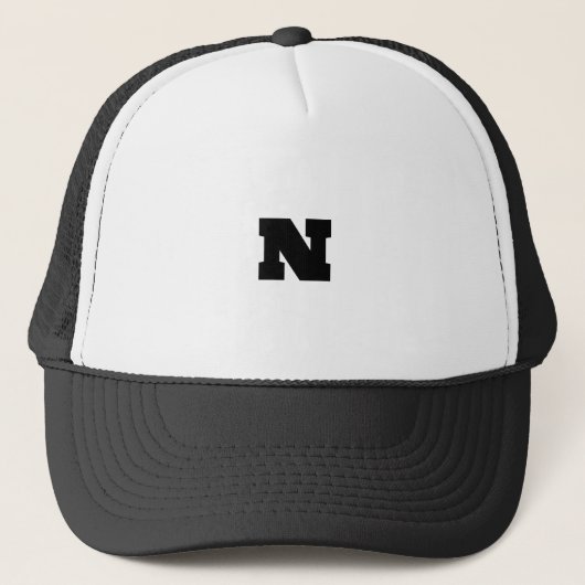 Stijlvolle N Monogram Custom Wit en Zwart-Pet Nice Trucker Pet (Voorkant)