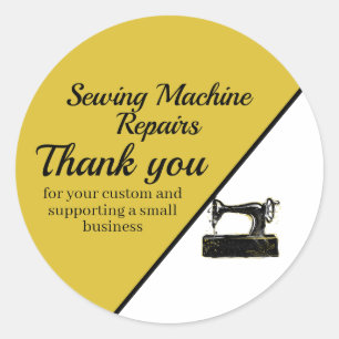 Stijlvolle naaimachine reparatie dank u ronde sticker