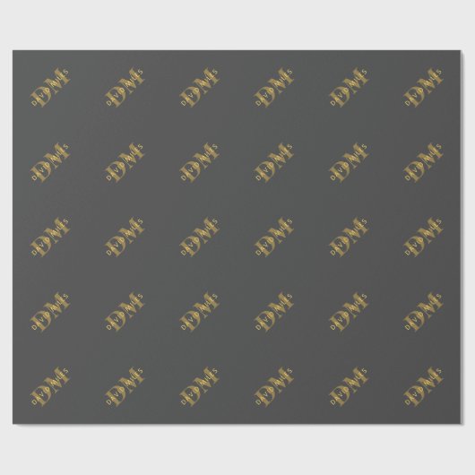 Stijlvolle naam en monogram | Goud en donkergrijs Cadeaupapier (Vlak)